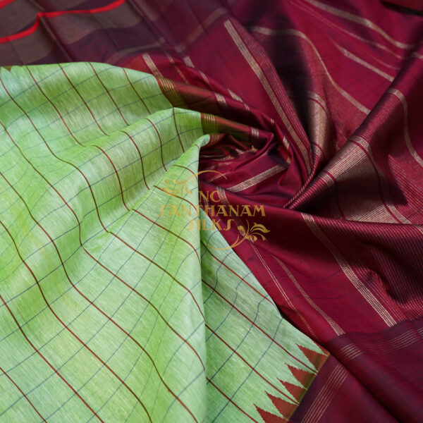 ablaze green linen silk saree - Image 2